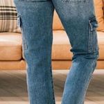 KanCan Avery Cargo Crop Utility Jeans Denim Acid Washed Blue Womens Size 13/30 Photo 1