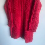 NWT Aran Crafts Ireland 100% Merino Wool Cable Knit Long Sweater Red Size Small Photo 3