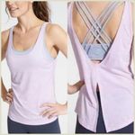 Athleta {M} Fully Focused Criss Cross Tank With Bra Pink Purple Lavender Gray Photo 1