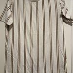 Denim & Flower Denim Flower Ricky Singh Mens Sz: L White & Tan Vertical Striped Crew Neck Tee. Photo 0