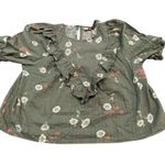 a.n.a  green floral blouse Photo 3