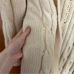 Garnet Hill  Longline Duster Wool Chunky Cable Knit Cardigan Sweater Size XXL Photo 5