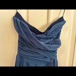 FUZZI XS Dark Blue Strapless Ruched Chiffon Designer Dress Photo 2