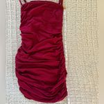 Elegant Burgundy Bodycon Spaghetti Ruched Mini Dress Party Sexy Going Out Small Red Photo 3