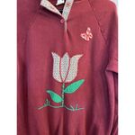 VTG Healthknit Flowers Floral Collar Grandma Burgundy‎ Sweatshirt Womens L Red Size L Photo 1