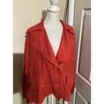 ZARA  BASIC Women Orange Linen Blend Collared Zip Front Jacket Size S Photo 1
