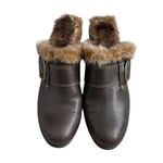 Boc by Born Brown Leather Faux Fur Lining Heeled Clog Mule Women’s Size 7 Boho Photo 1