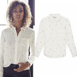 Rails  Kate Happy Hour Martini Cocktail Button Down 100% Silk Blouse Top S White Photo 1