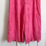 Trina Turk  Eyelet Scallop Hem Cropped Jumpsuit in Cosmo Pink Size 12 Photo 7