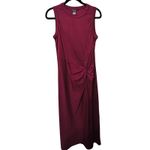 Club Monaco NEW Twist Front Jersey Midi Dress Feminine Career Capsule Plum Sz Md Photo 4