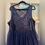 Torrid  Navy Blue Sequin Tulle Skater Evening Formal Dress Plus Size 18 NWT Photo 4