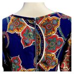 Rush ‎ Women’s Dress Sz S Blue Paisley Western Retro Bell Sleeve Photo 5