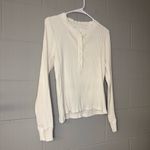 Aerie  The Road Trip Long Sleeve Henley T-Shirt in White/Cream Women’s Size Large Photo 3