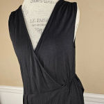 Garnet Hill  Womens Black Sleeveless Faux Wrap Dress‎ Large Photo 2