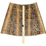 Veda Camel Brown Black Python Snake Print Genuine Leather Mini Skirt size M Size M Photo 7