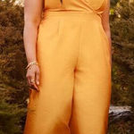Eloquii  Women's Plus Size Tie Strap Wide‎ Leg Jumpsuit marigold yellow, size 24 Photo 0