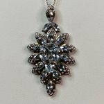 Stunning Aquamarine & White Zircon Marquise Pendant Necklace Sterling Silver 6CT Photo 2