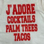 EXPRESS white racerback tank with the slogan "J'ADORE COCKTAILS PALM TREES TACOS" NWT S Photo 2