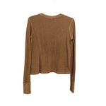 AMO Women's Pullover Henley Shirt Small 100% Cotton Brown Long Sleeve Terry K8 Photo 2