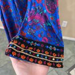 Soft Surroundings  Womans L Blue Floral Paisley Embroidered Beaded Boho Tunic Top Photo 3