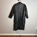 Vintage black leather long trench jacket Size M Photo 4