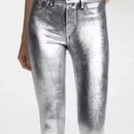 L'Agence L’agence Women’s Silver Metallic Margot Cropped High Rise Skinny Jeans Size 25 Photo 1