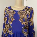 Free People  Intimately Size Small Royal Blue Gold Sheer Dress Cover Up Oversized Photo 5