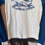 Urban Outfitters  mock neck baby tee long sleeve raglan whale save ocean top Photo 5