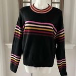 Jessica Simpson Crew Neck Sweater Striped Knit Black Multi Size L Photo 8