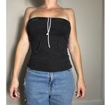 y2k strapless black sweatshirt crop top fits like size small Photo 2