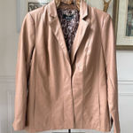 Dennis Basso Dennis by Faux Vegan Leather Blazer Jacket Lined Caramel Tan M Photo 0