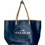 Coach  Metro Horse & Carriage Navy Blue Xlarge Tote‎ Bag Satchel Travel Purse Photo 0