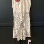 BANJUL  white embroidered floral lace high low midi maxi neck choker dress S Photo 2