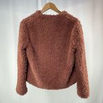 Melrose and Market ‎ Fuzzy Open Teddy Jacket in Rose Pink Size Extra Small Photo 4