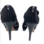 POETIC LICENSE Mistletoe Kisses Black Open Toe Rhinestone Bow 4” Heels Size 6 Photo 3