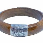 Silpada Rare ? Silver Wood Bangle B1490 Bracelet Photo 0