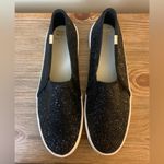 Kate Spade Keds Black Glitter slip on shoes Size 9.5 Photo 3