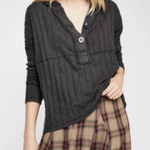 Free People WE THE  In The Mix Henley Top Boxy Oversized Ribbed Slouchy Size M Photo 0