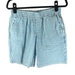 Lands End Womens Mid Rise Blue & White Striped Seersucker Shorts 6P Photo 0