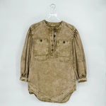 Ulla Johnson  Wesley Cotton Denim Tunic Mini Dress 0 Oasis Khaki Balloon Sleeve Photo 5