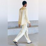 ZARA  EMBROIDERED SATIN EFFECT BLOUSE BUTTON DOWN SHIRT TOP YELLOW SIZE M NEW Photo 5