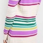 Free People Gidget Ivory Striped Long Sleeve V-Neck Knit Sweater Dress Size M Photo 1