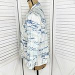 Chico's Chico’s Watercolor Linen Blend Open Front Topper Jacket White Blue Small Photo 1