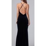 Jay Godfrey NWT Sleeveless Velvet Plunge Neck Maxi Dress Dark Blue Womens Size 0 Photo 1