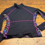 Athleta  Long Sleeve Mock Neck Floral Trim Activewear Top Womens Size L Photo 0