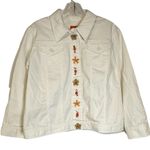 HEARTS OF PALM Womens White Button Up Floral Mimosa Time Jacket Cropped Size 12 Photo 0
