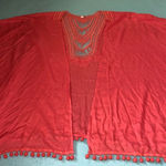 Lane Bryant crochet & pom poms cover up kimono coral side slits NEW size OSFA Photo 3