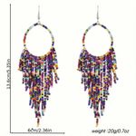 Colorful Beaded‎ Tassel Dangle Earrings Boho Elegant Trendy Ethnic Style Photo 6