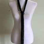 Black Crinkle Material Long Adjustable Necklace Photo 0