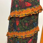 Farm Rio  Garden Tiered maxi skirt NEW boho tropical floral ruffle black motif si Photo 3